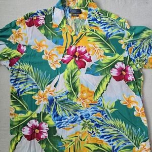 Polo Ralph Lauren Caldwell Hawaiian Shirt Mens Large 100% Viscose Tropical